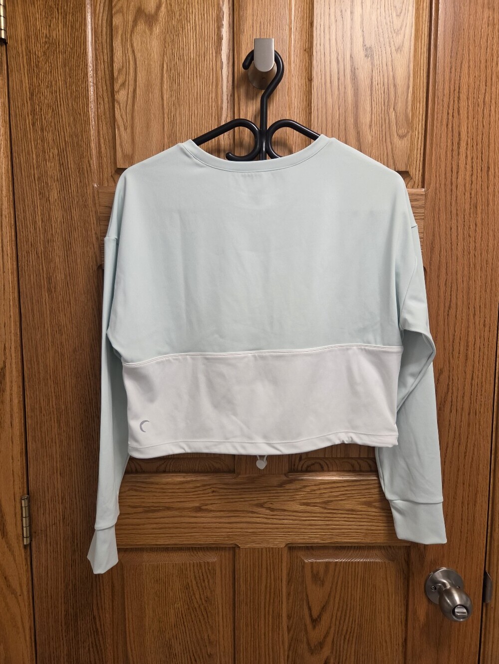 Zyia Active Nyanza Cinch Long Sleeve Crop Top Mint Green & White - Picture 2 of 3